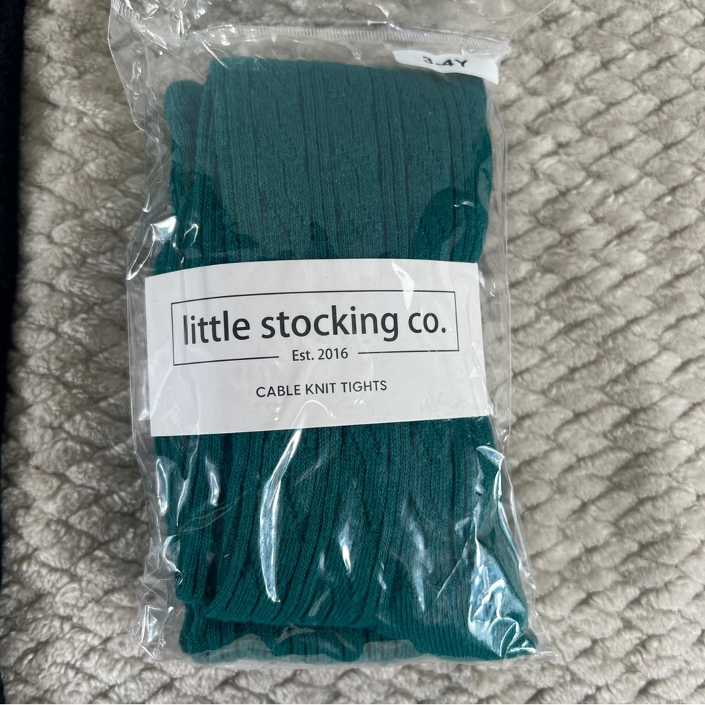 Little Stockings Co. Emerald Cable Knit Tights 2
